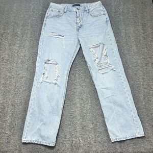 AEROPOSTALE 90s Baggy‎ Jeans Womens Sz 14 Button Fly Ripped Distressed High Rise